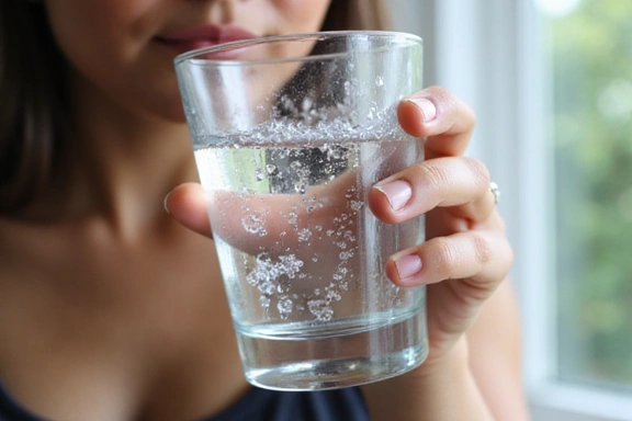 Personne buvant un verre d'eau fraîche